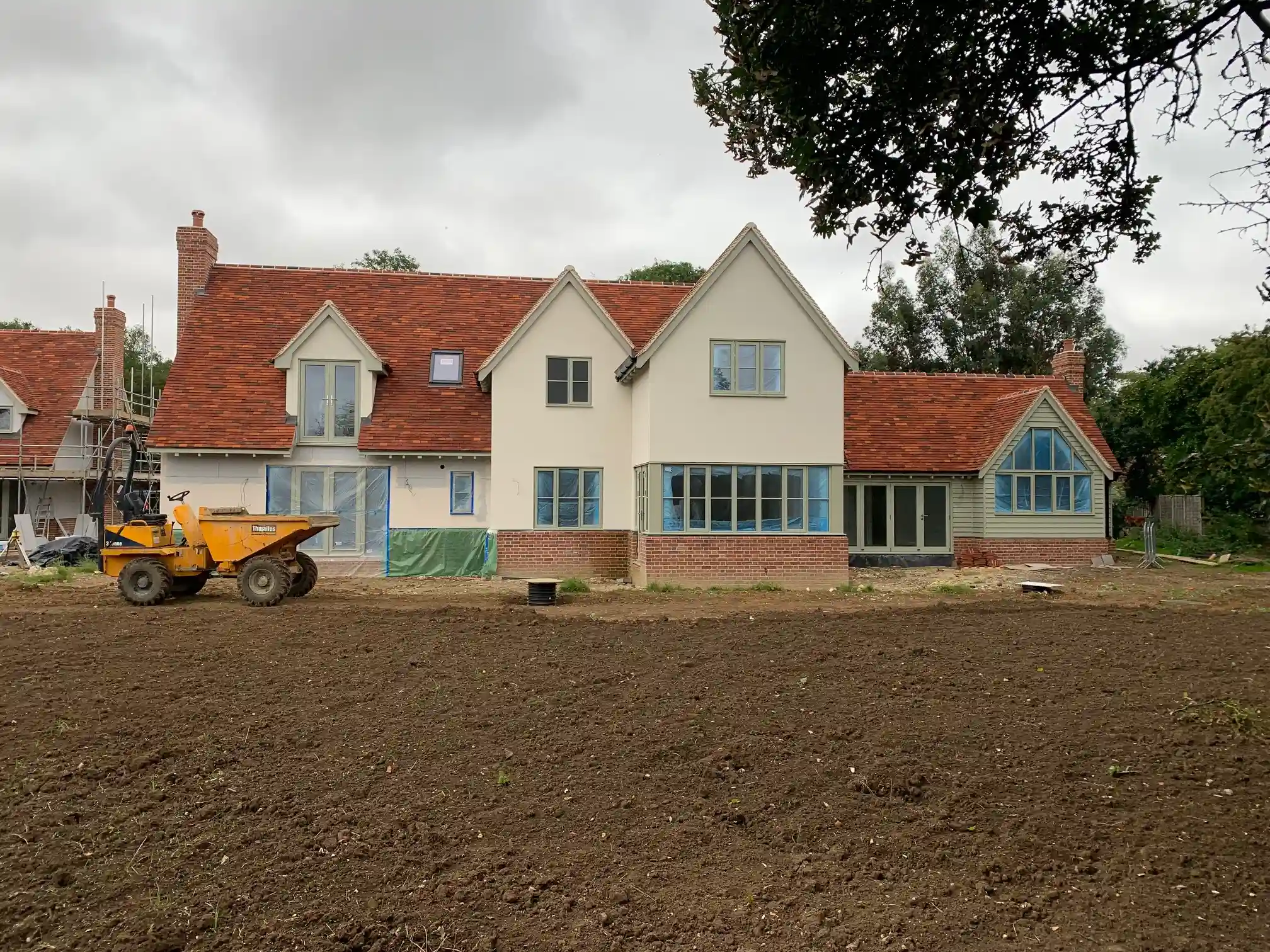 Modern family home garden view